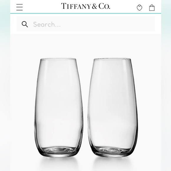 Tiffany co Stemless Wine champagne Crystal Glass flute set of